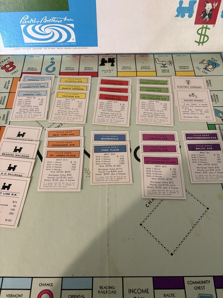 Vintage 1961 Monopoly Board Game Complete