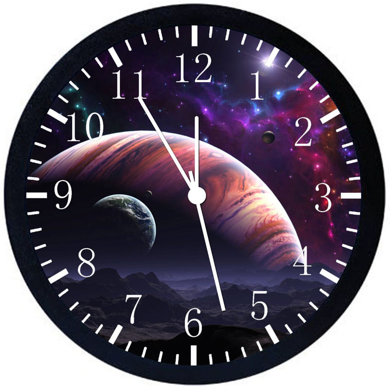 Space Black Frame Wall Clock E139
