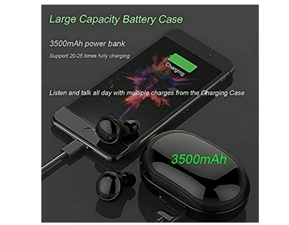 Wireless bluetooth stereo earbuds microphone with charging case