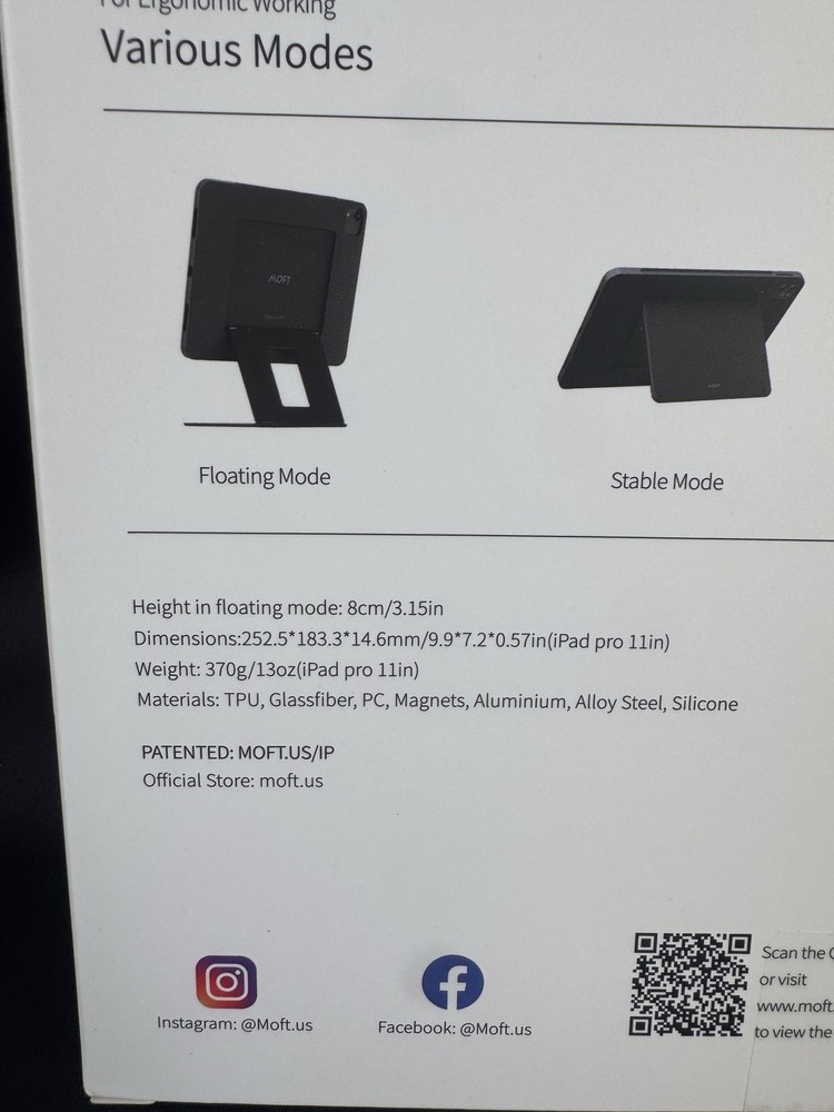 Moft Float Stand Case For iPad Pro 11” Gen 1/2/3/4 (2018-2022) Adjustable Angle