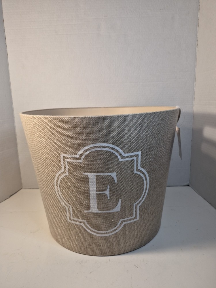Stitched Monogram "E" Burlap Storage Bin B23