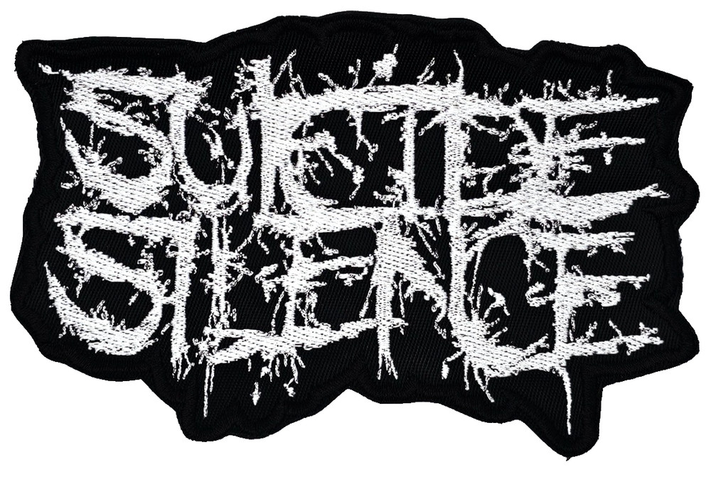 SUICIDE SILENCE WHITE LOGO (shaped border) EMBROIDERED PATCH