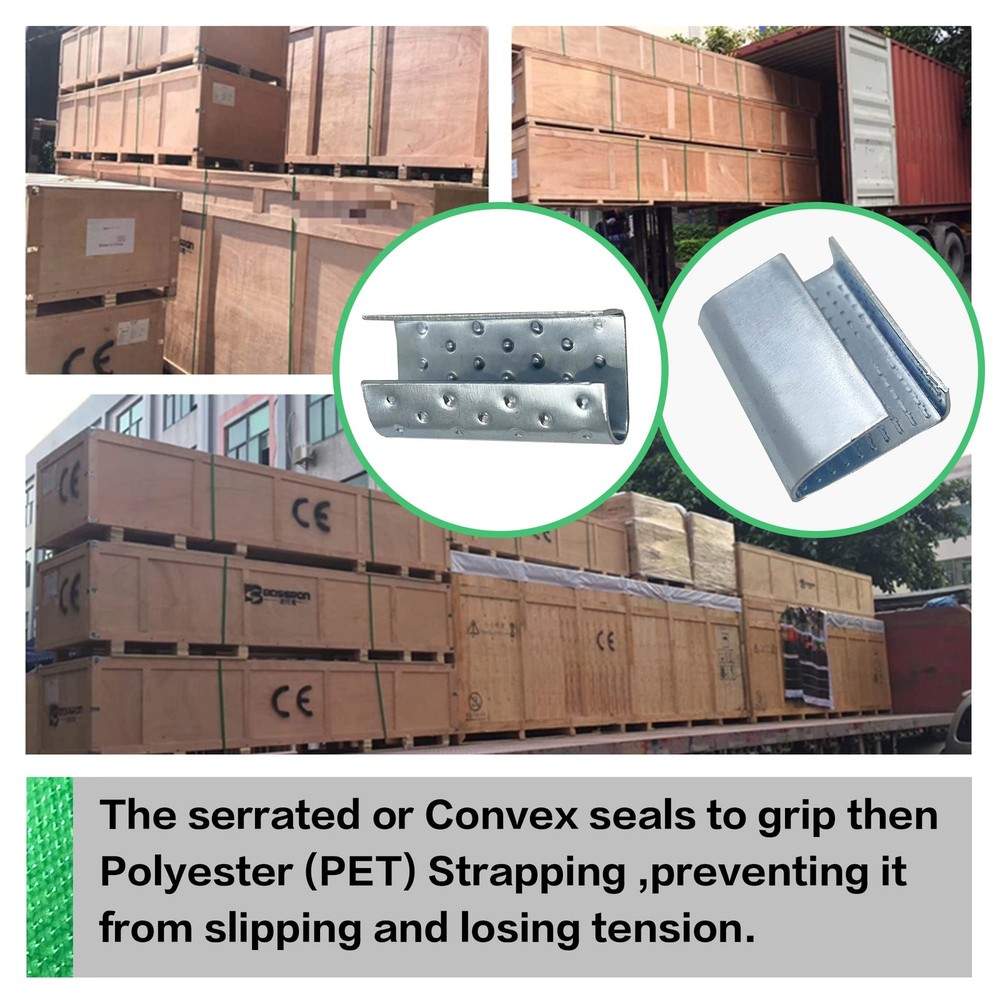 NVOYAJUAN Packaging Strapping Open Serrated Seals for 1/2 Strap Width Polyest...