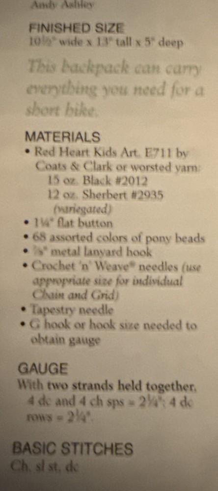 ~Crochet~Crochet And Weave Backpack~Pattern Only~