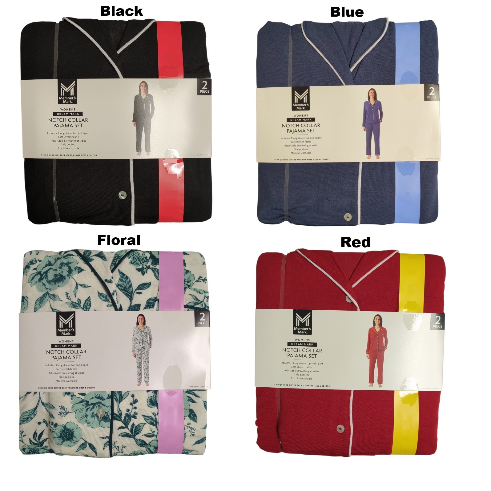 Member's Mark Women's Dream Mark Classic 2-Piece Notch Collar Pajama Set