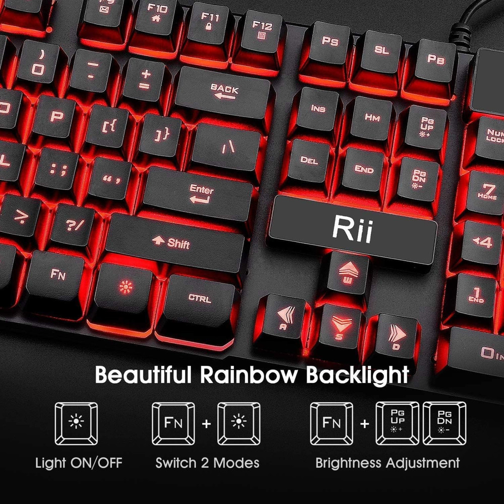 Computer Desktop Gaming Keyboard and Mouse Mechanical Feel LED Light Backlit