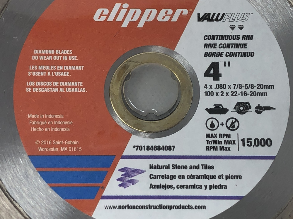 Norton Clipper Valuplus Dimond Blade 4" - Continuous Rim