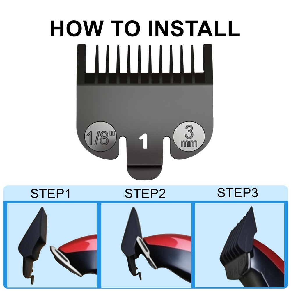 3mm Clipper Guard Fits for Wahl Guards Set,2Pack Compatible 2Black