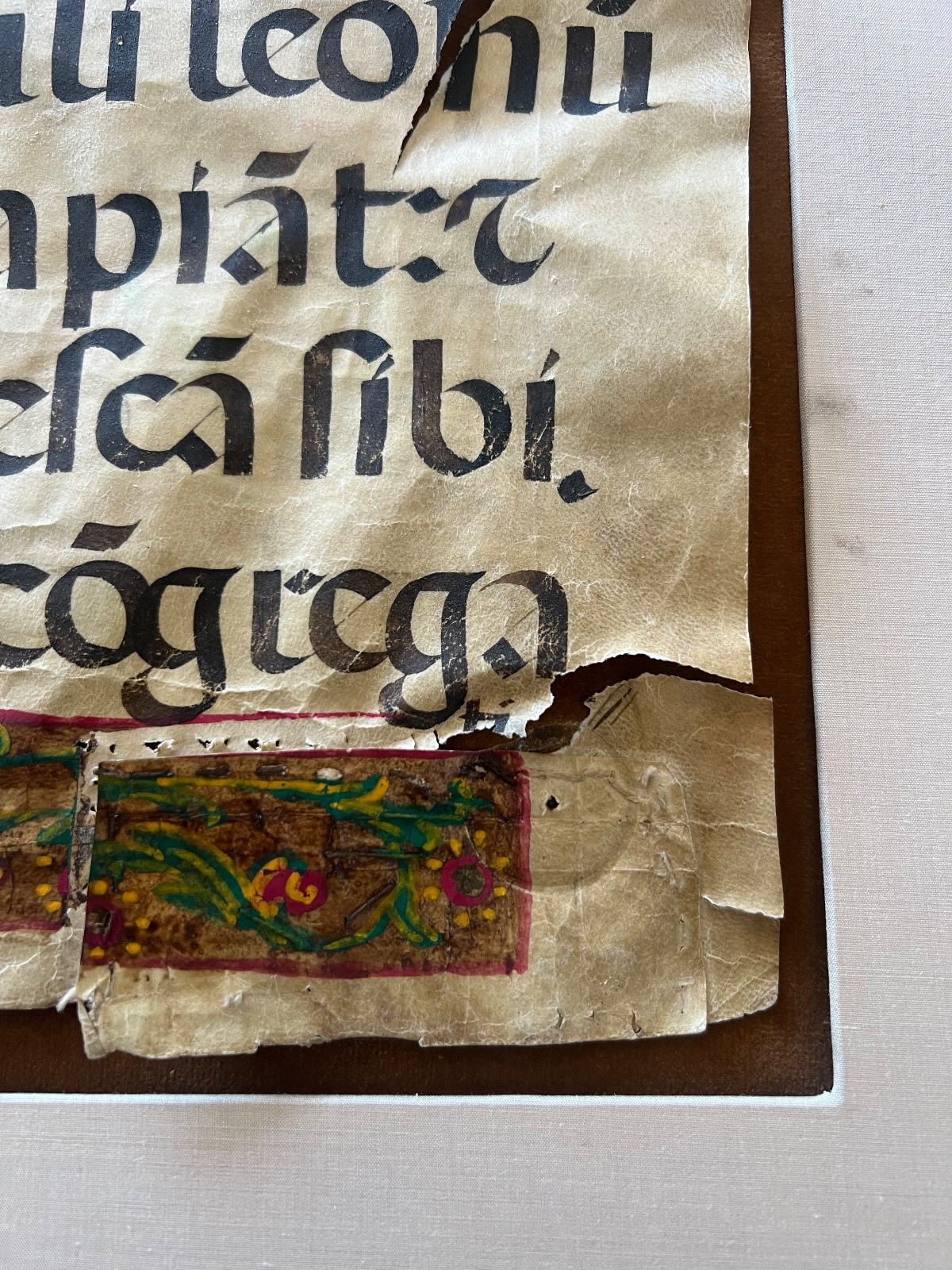 Rare Museum Large 15th century Illuminated Manuscript Leaf on Parchment