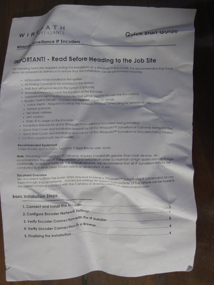 Wirepath 300 Series Encoder WPS-300-ENC-1IP New Open Box