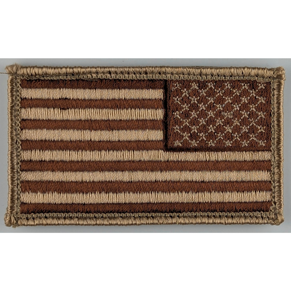 Reverse American Flag Patch - Subdued Desert Sand Tan - Hook - Tactical Patch