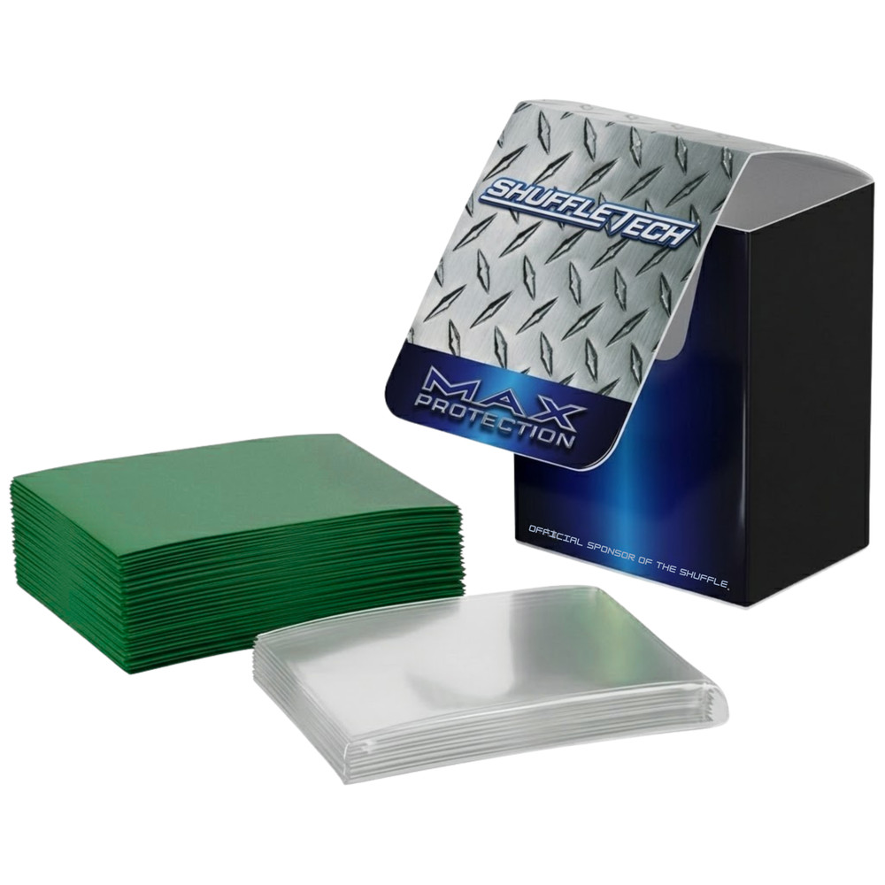 MAX PRO Shuffle-Tech Premium Bundle Pack - Deck Box + 100 GREEN GLOSS Finish