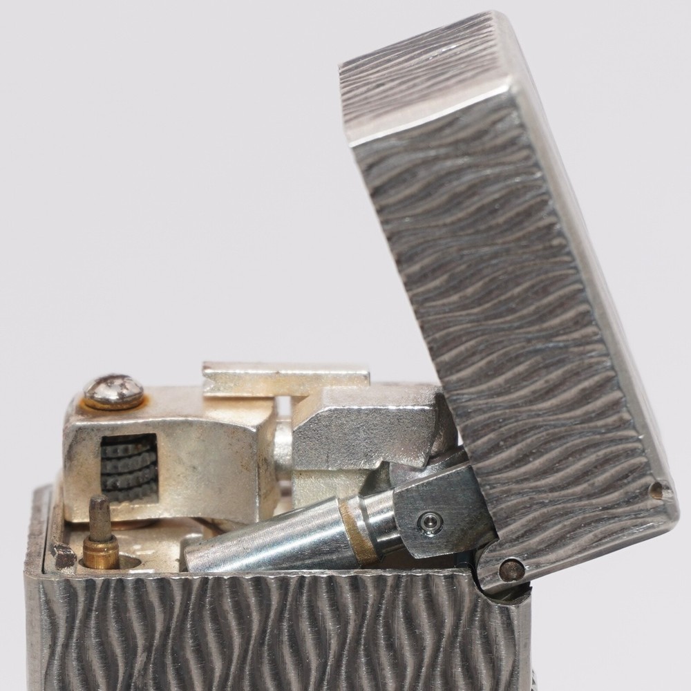 Dunhill Rollagas Lighter Silver WAV Pattern-Ultrasonically cleaned_Working