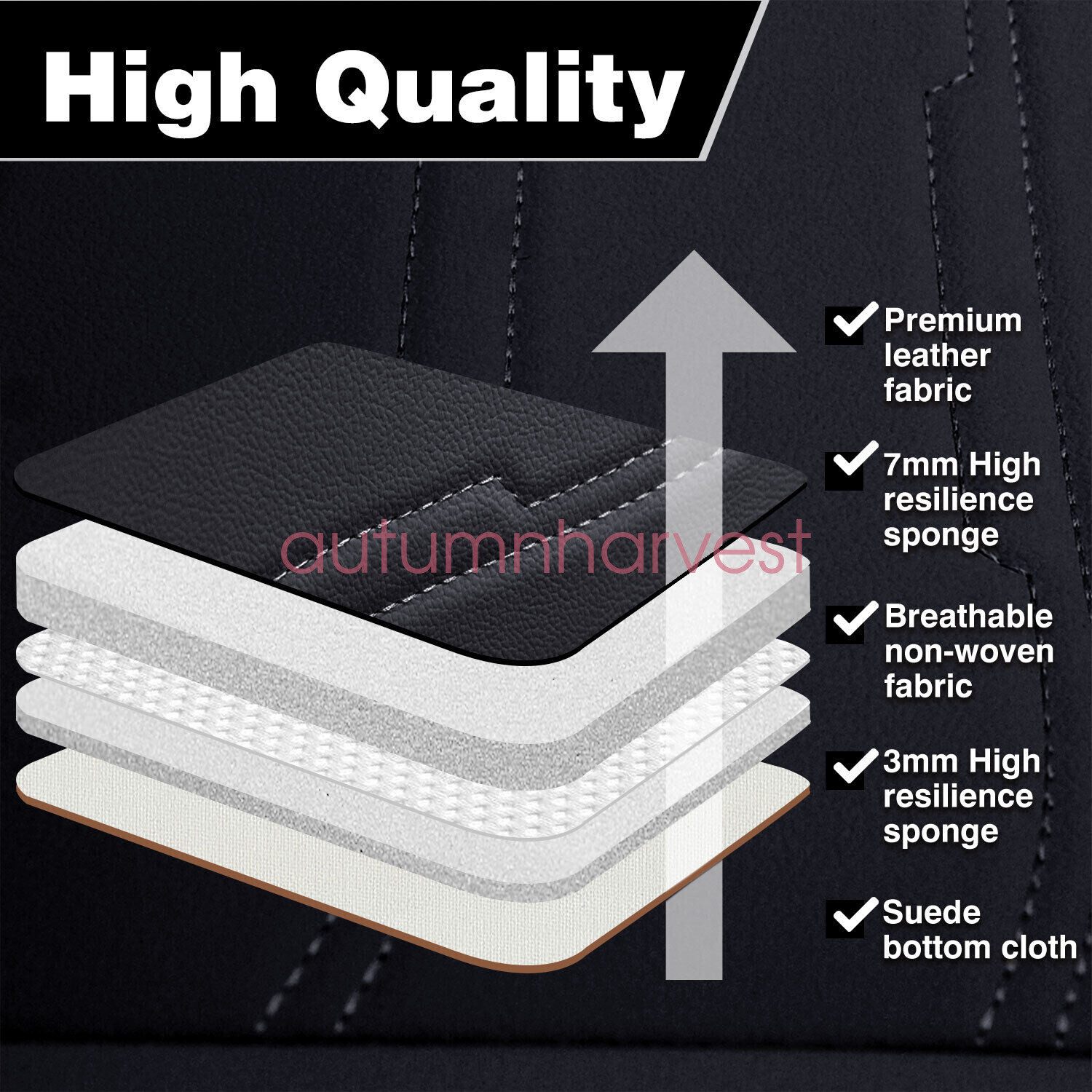 For Toyota Car Seat Cover Full Set Leather 5-Seats Front Rear Protector Cushion