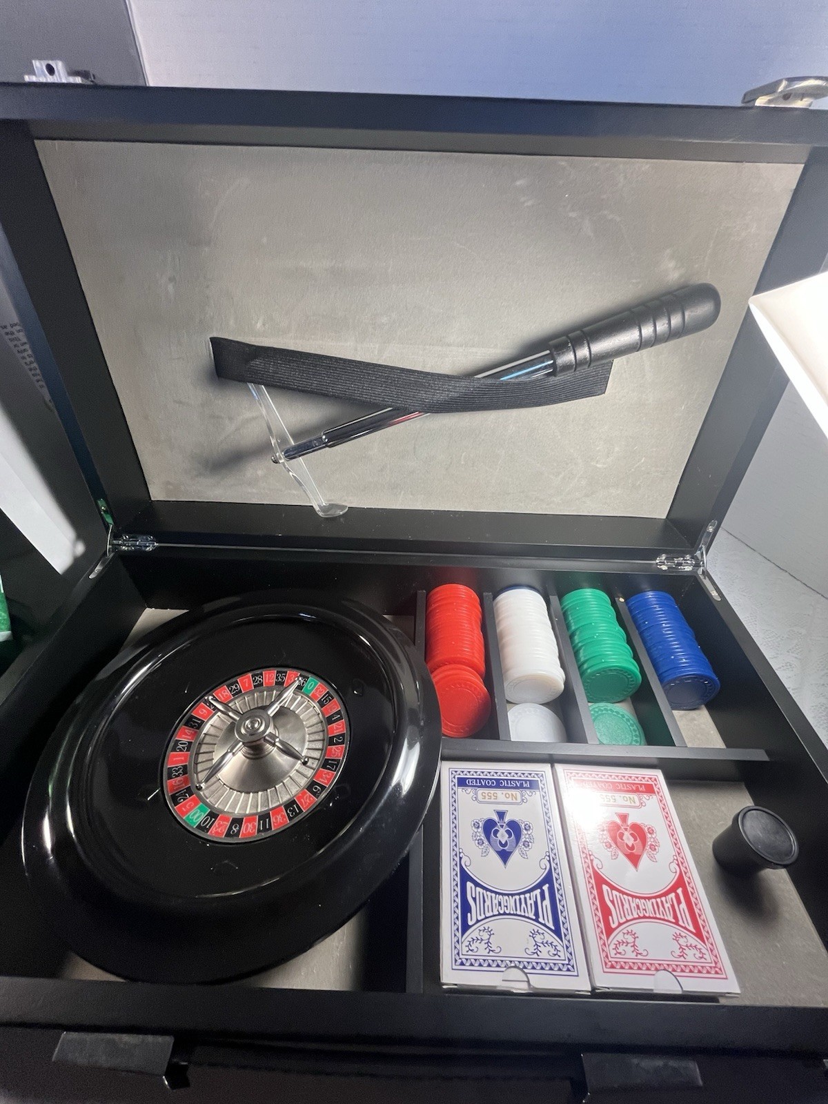 Roulette Casino Game Set w/ Wheel, Felt Layout, Chips & Cards Tabletop Gambling