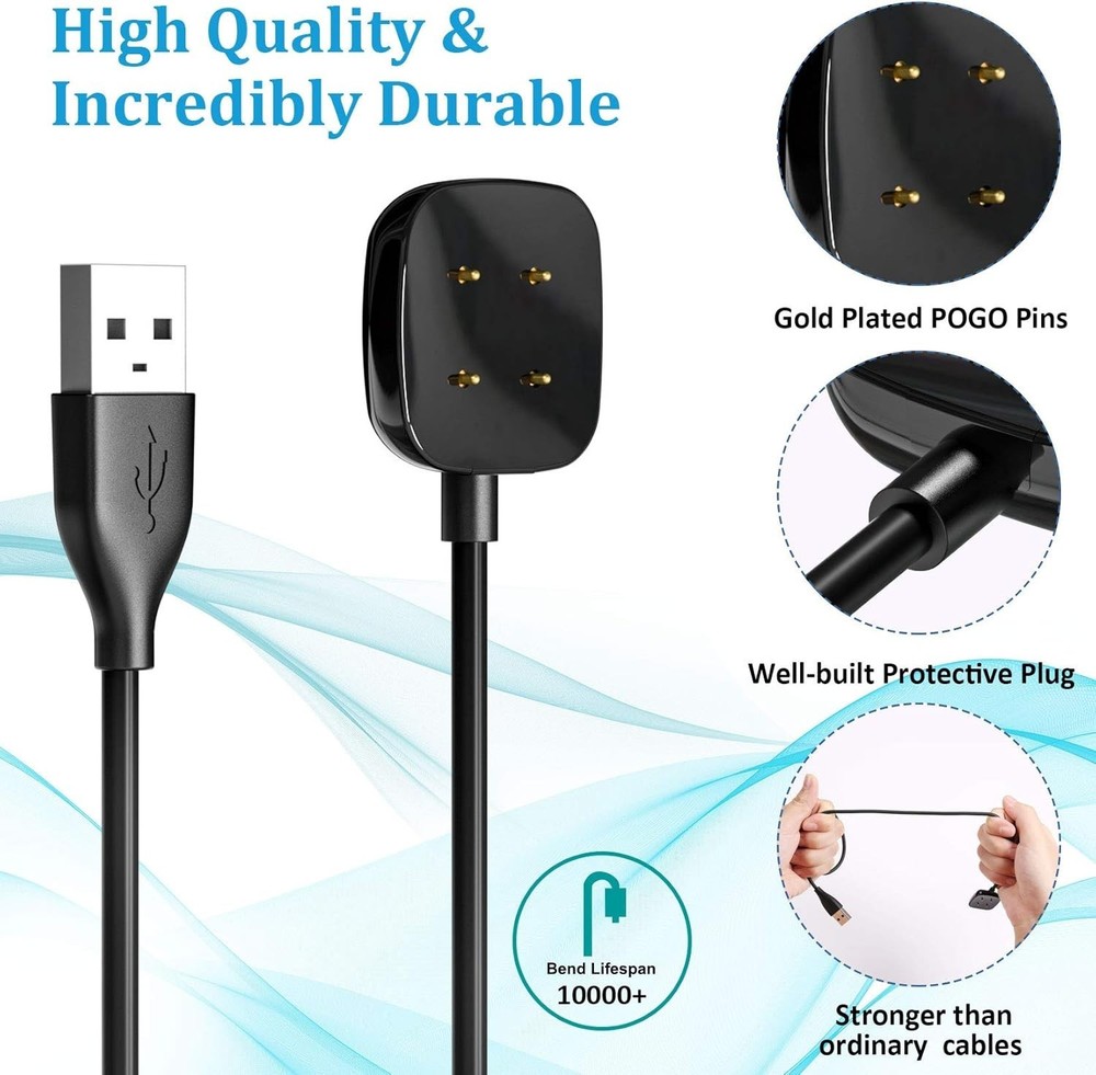 Compatible USB Charging Cables for Fitbit Sense & Versa 4