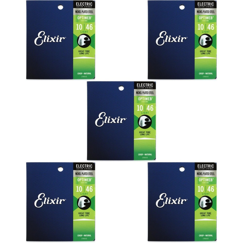 Elixir Strings 19052 Optiweb Electric Guitar Strings - .010-.046 Light (5-pack)