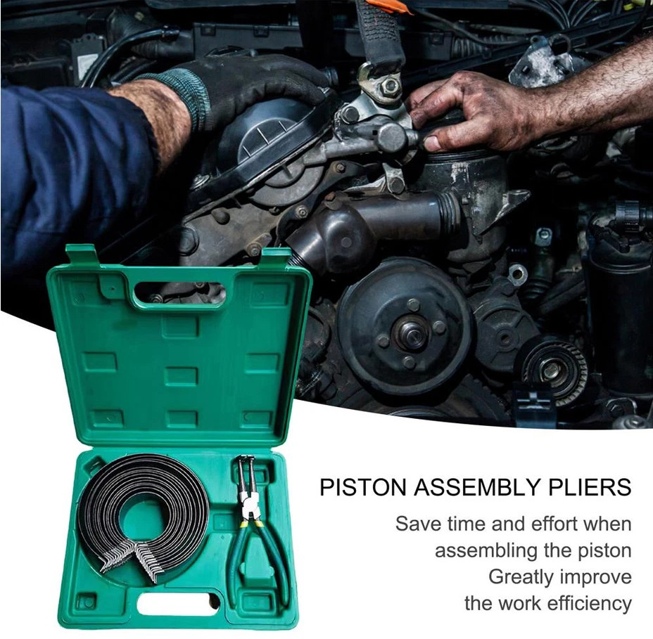 Auto Engine Piston Ring Compressor Installer 1 Pliers 14 Band Tool Kit Universal