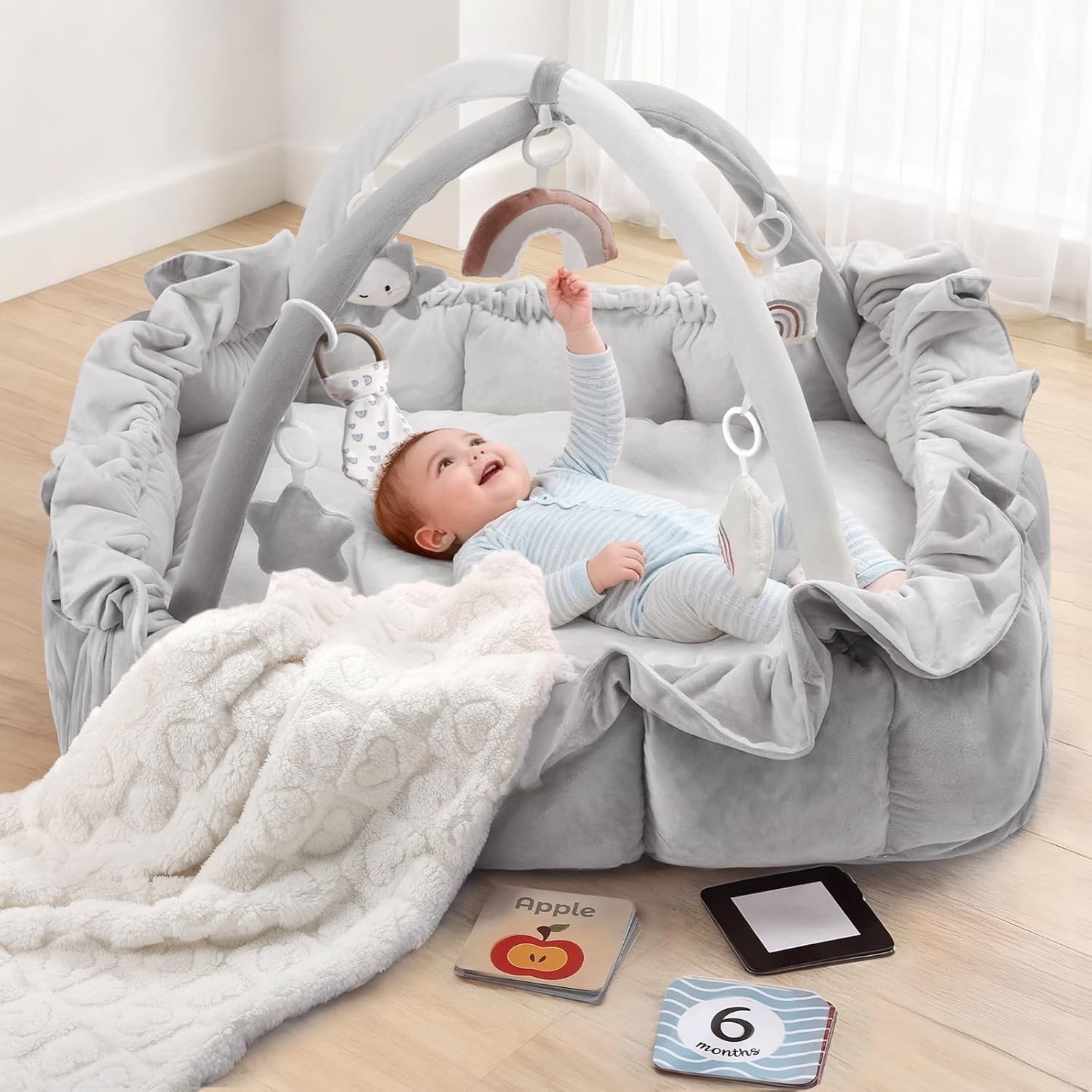 Little Dove 5-in-1 Plush Baby Play Gym, Tummy Time Mat -Convertible Baby Gym