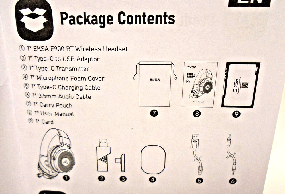 EKSA E900 BT Wireless Gaming Headset Ultra-Low Latency Open Box NO Reg. Card