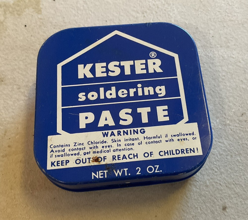 Vintage Kester Soldering Paste Tin 2 Oz Empty