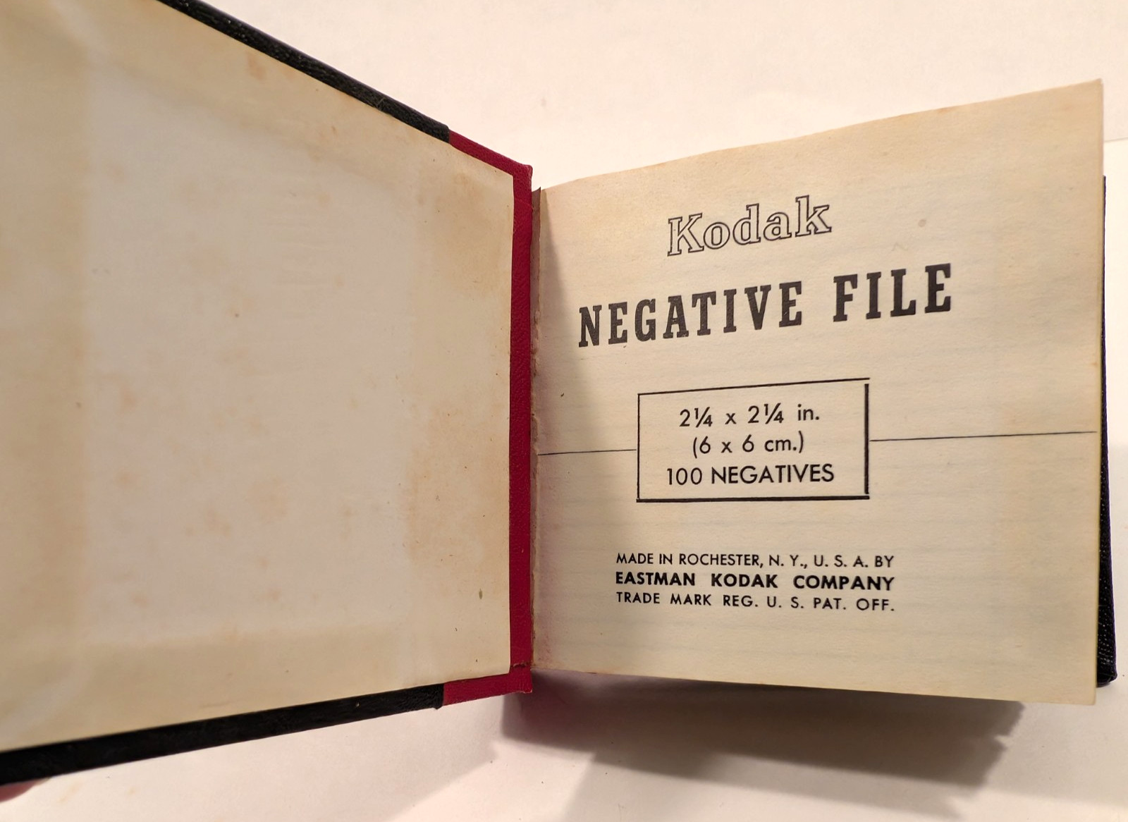 Vintage Kodak Negative File Book 100 2-7/8" x 2-7/8" Glassine Pages