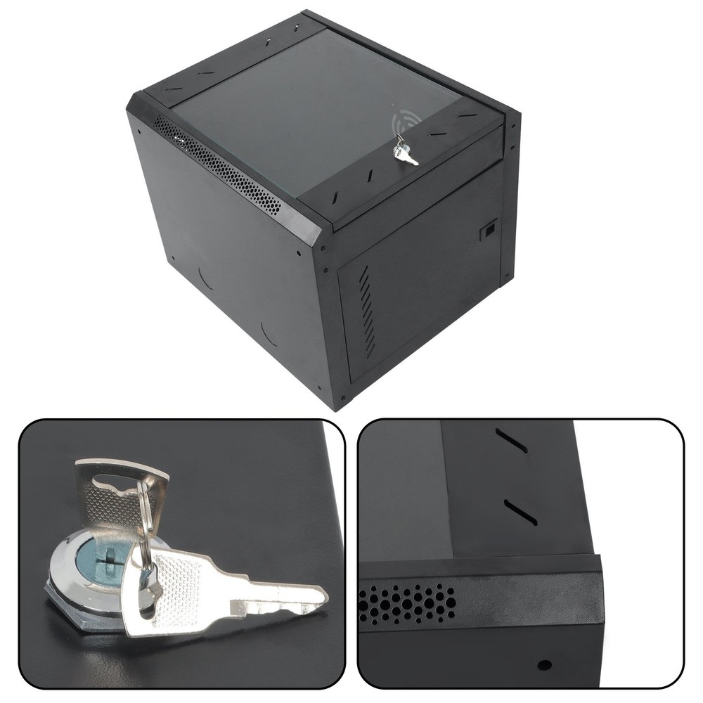Wall Mount Network Server Rack Cabinet Enclosure 15.5'' Deep Door Lock 9U
