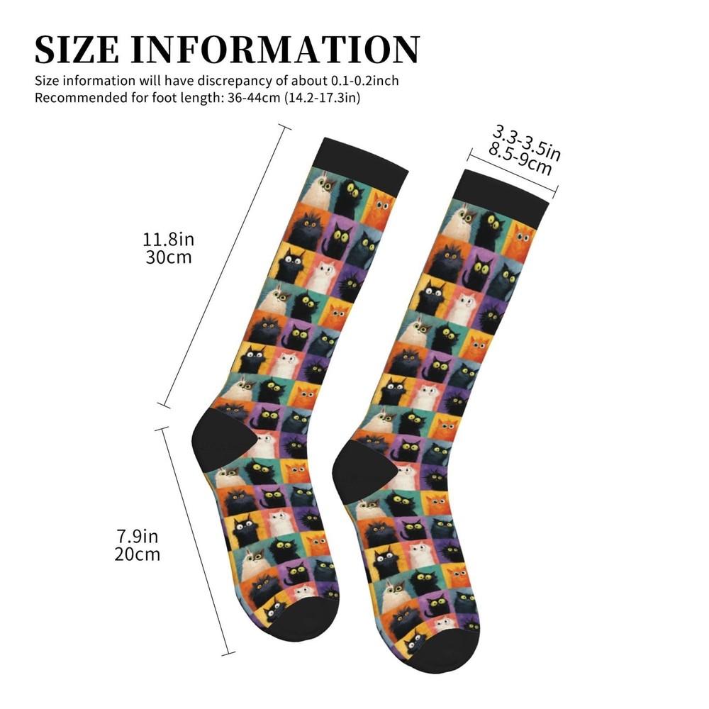 Black Cat Compression Socks Knee High Support for Athletic Running & Travel