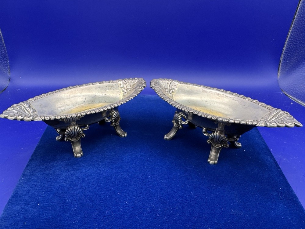 Watson Sterling Co Shell Footed Salt Cellars Pair c1900 115g Solid Silver