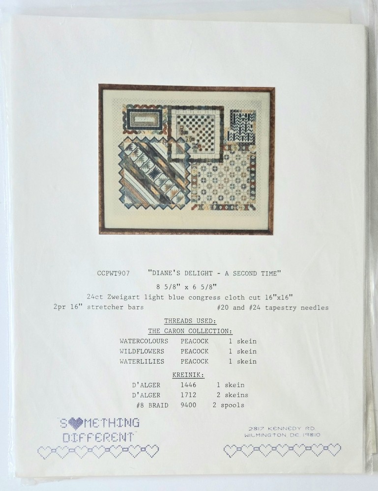 SOMETHING DIFFERENT DIANE'S DELIGHT TAPESTRY NEEDLEPOINT PATTERN BOOKLET, UNUSED