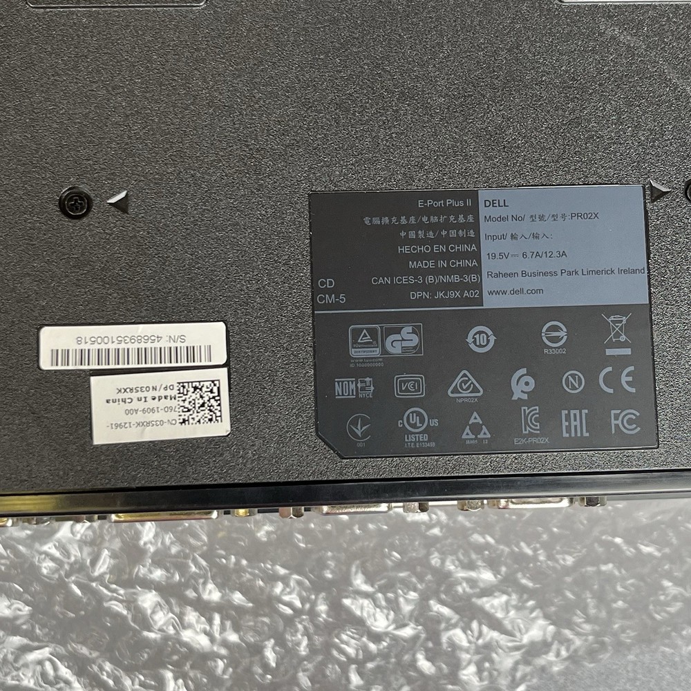 Dell PR02X E-Port Plus Dock Replicator Station with Power Adapter