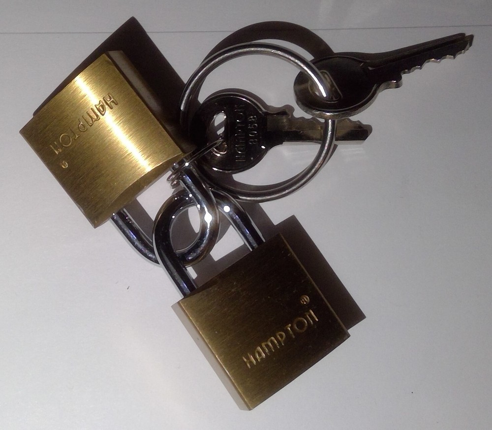 NEW (2x) Hampton Solid Brass Lock Padlocks, 2 locks keyed the same