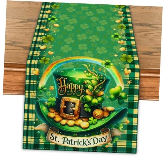 St Patricks Day Table Runner St Patrick’s Day Table Cover Ireland Shamrock