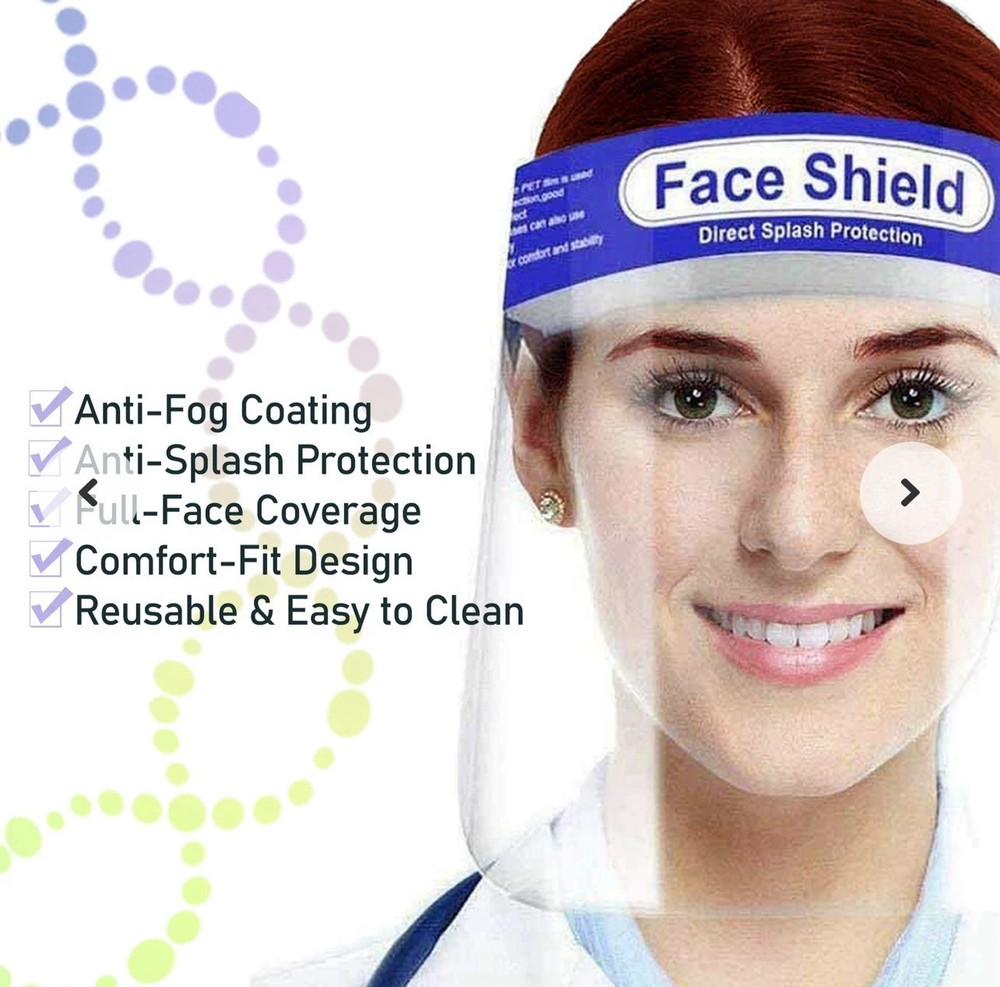 Disposable Face Shield With Soft Elastic Strap - Bulk Buy 10 Pack