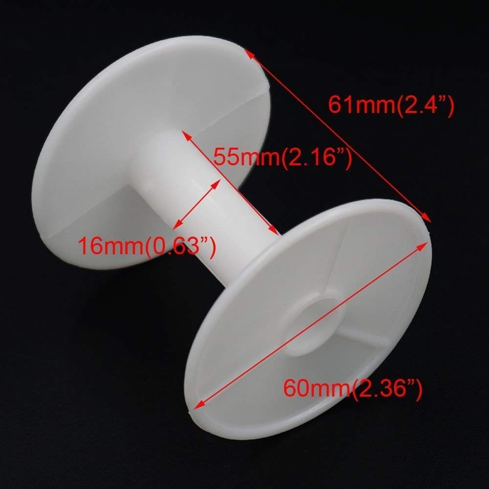 20 PCS White Empty Plastic Wire Spools, Bobbins, Round Ends, Cord, Ribbon, Craft