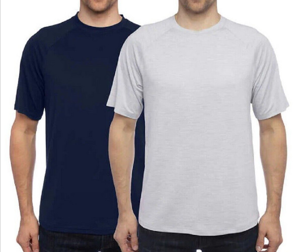 Glacier Performance Men's 2 Pack Everyday Tee( Blue Solid/Oxford Space Dye,S)NWT