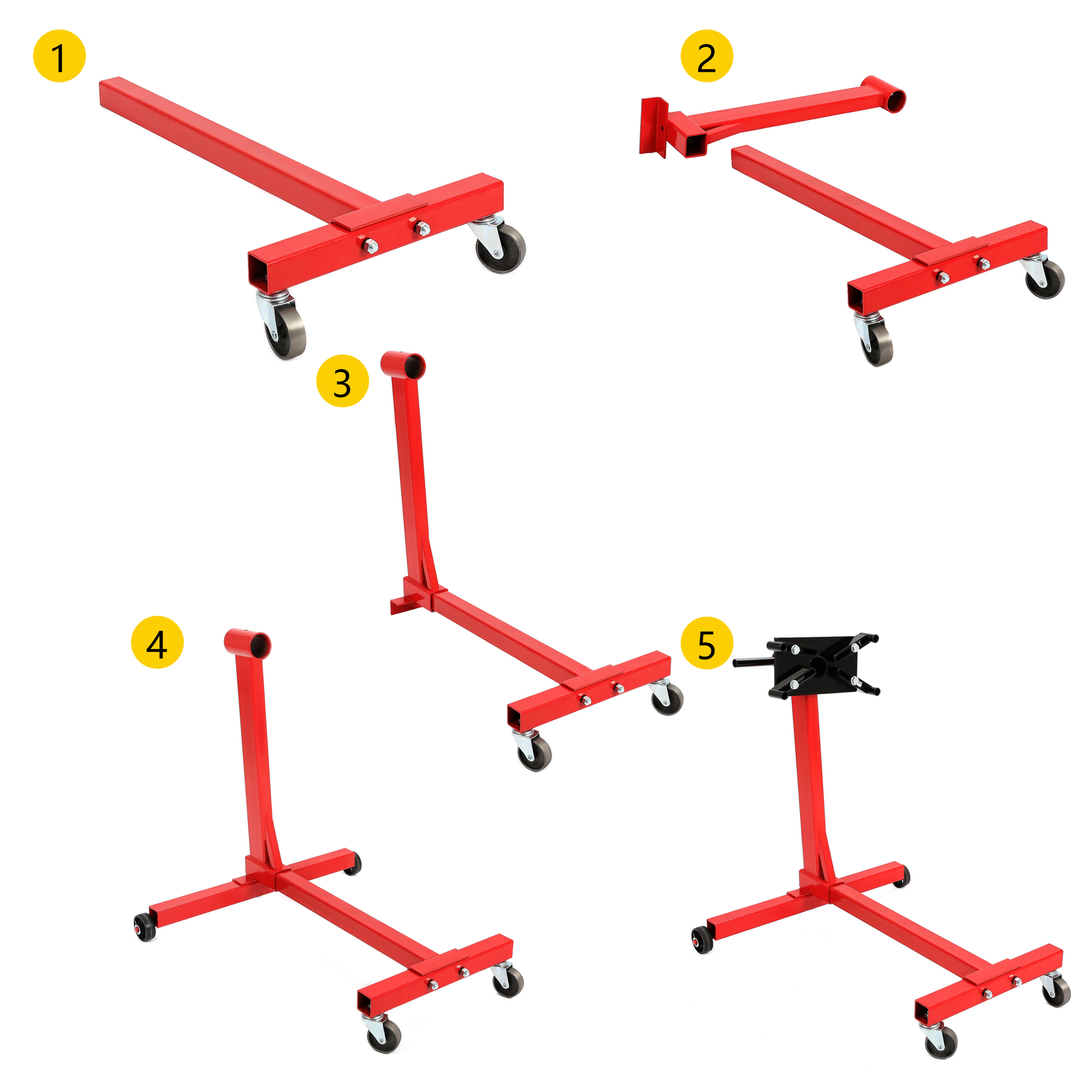 1500LBS Steel Engine Stand 360 Degree Rotating Head Adjustable Mounting Red