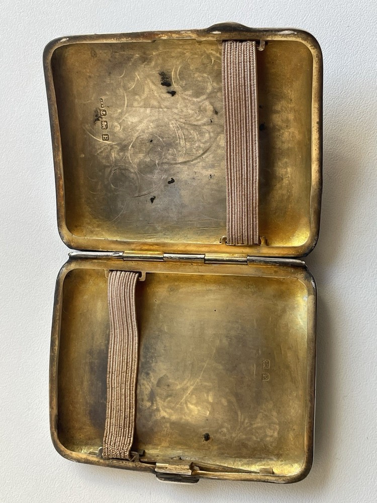 Antique Silver Curved Cigarette Case