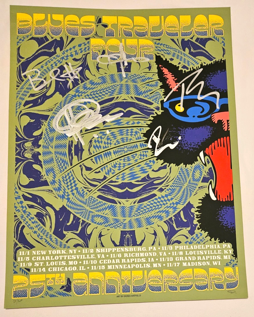 Blues Traveler Band Signed Poster 25th A Tour 2019 #/200 Derek Hatfield NM #C1
