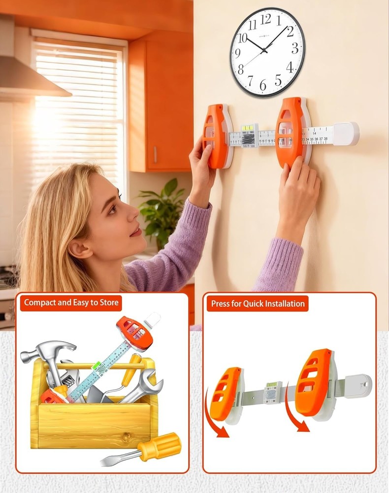 Level Ruler Picture Hanging Tool with Level–Precision Wall Mount Guide for Frame