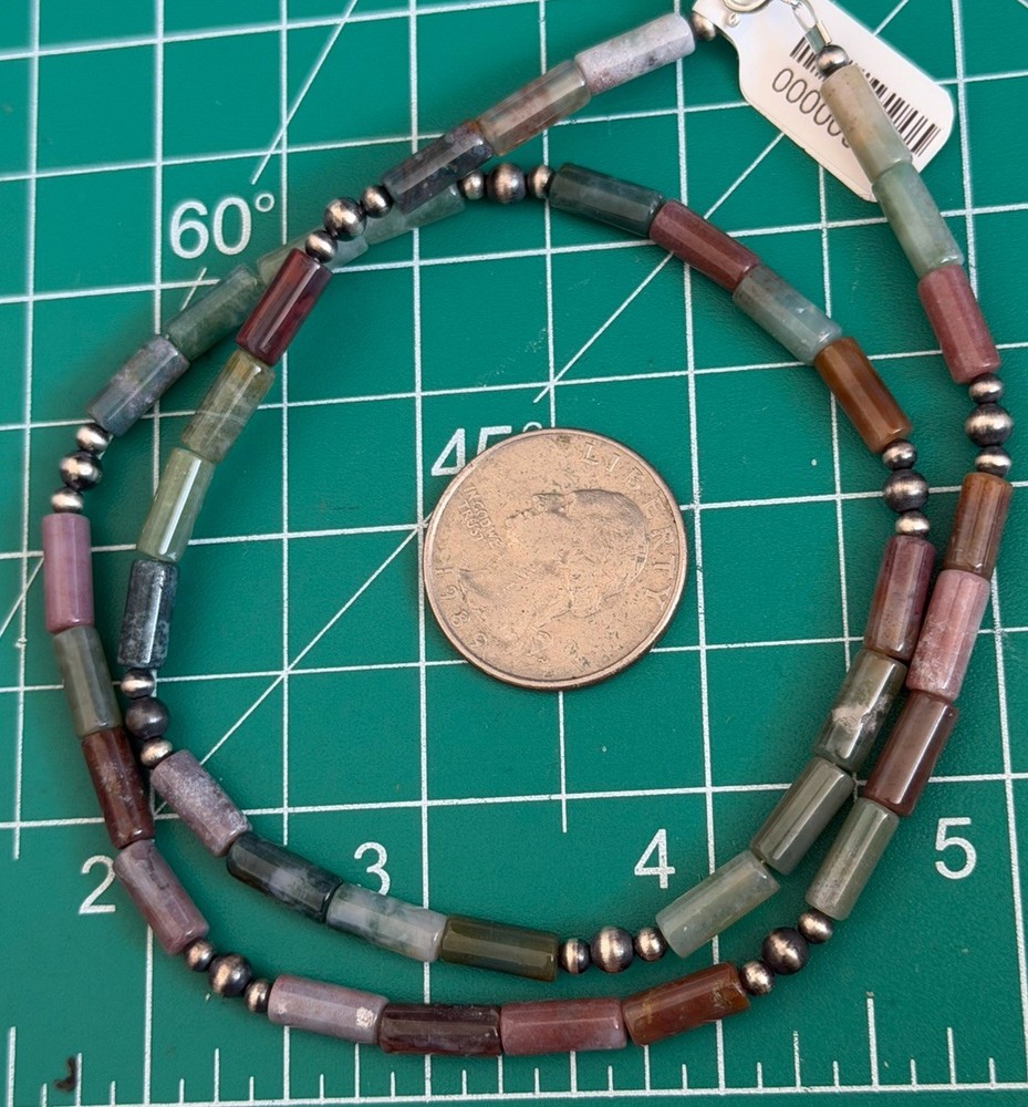 Bronzite Sterling Silver Native Hand Strung 18” Necklace