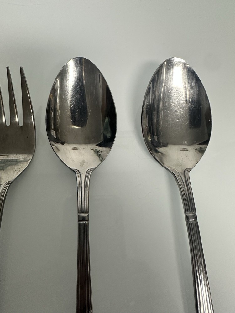 Estia DORIAN Stainless Steel 4 Pc SERVING SET - 2 Solid Large Spoons & 2 Forks