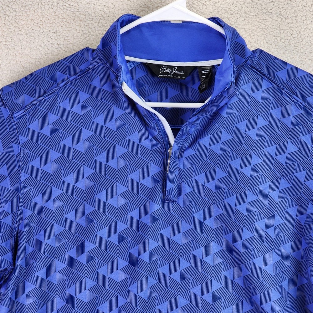 Bobby Jones Performance Pullover Mens Medium Blue Geometric Quarter-Zip Golfcore