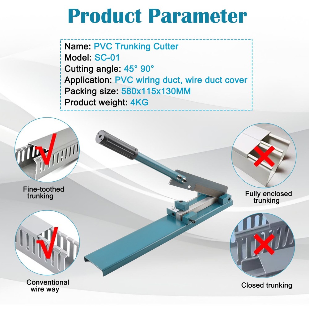 PVC Trunking Cutter Manual Plastic Wire Duct Cutting Machine Angle Adjustable