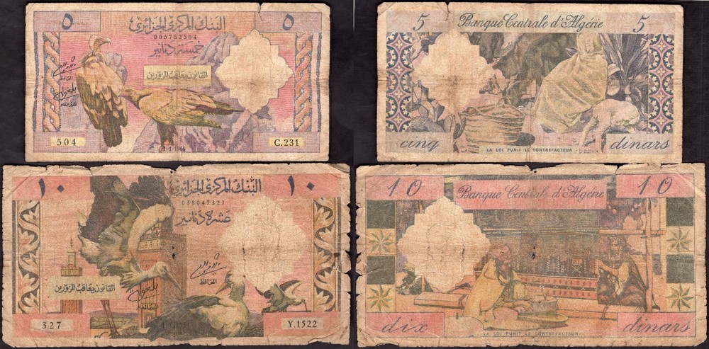 Algeria. Seven Banknotes. Details Below.