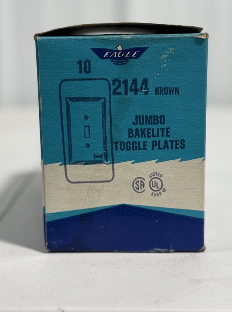 (10) Eagle Jumbo Bakelite Toggle Plates 2144 Brown