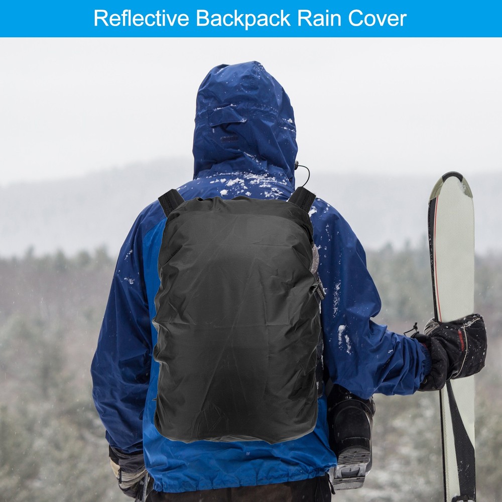 40-50L Backpack Rain Cover with Drawstring Bag, L, Black