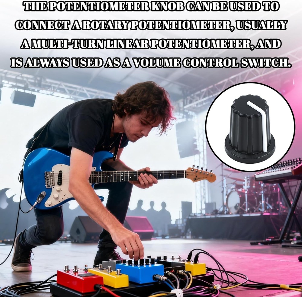 12 Pcs 6mm D Type Potentiometer Control Knobs - Black Plastic Rotary Knobs for P