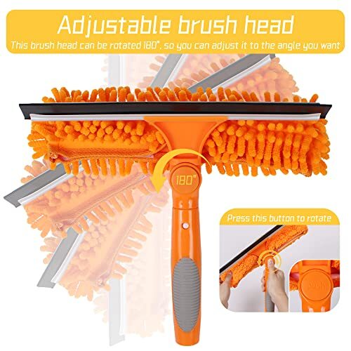 Window Squeegee and Microfiber Scrubber Set, 2-In-1 Window Cleaning Kit