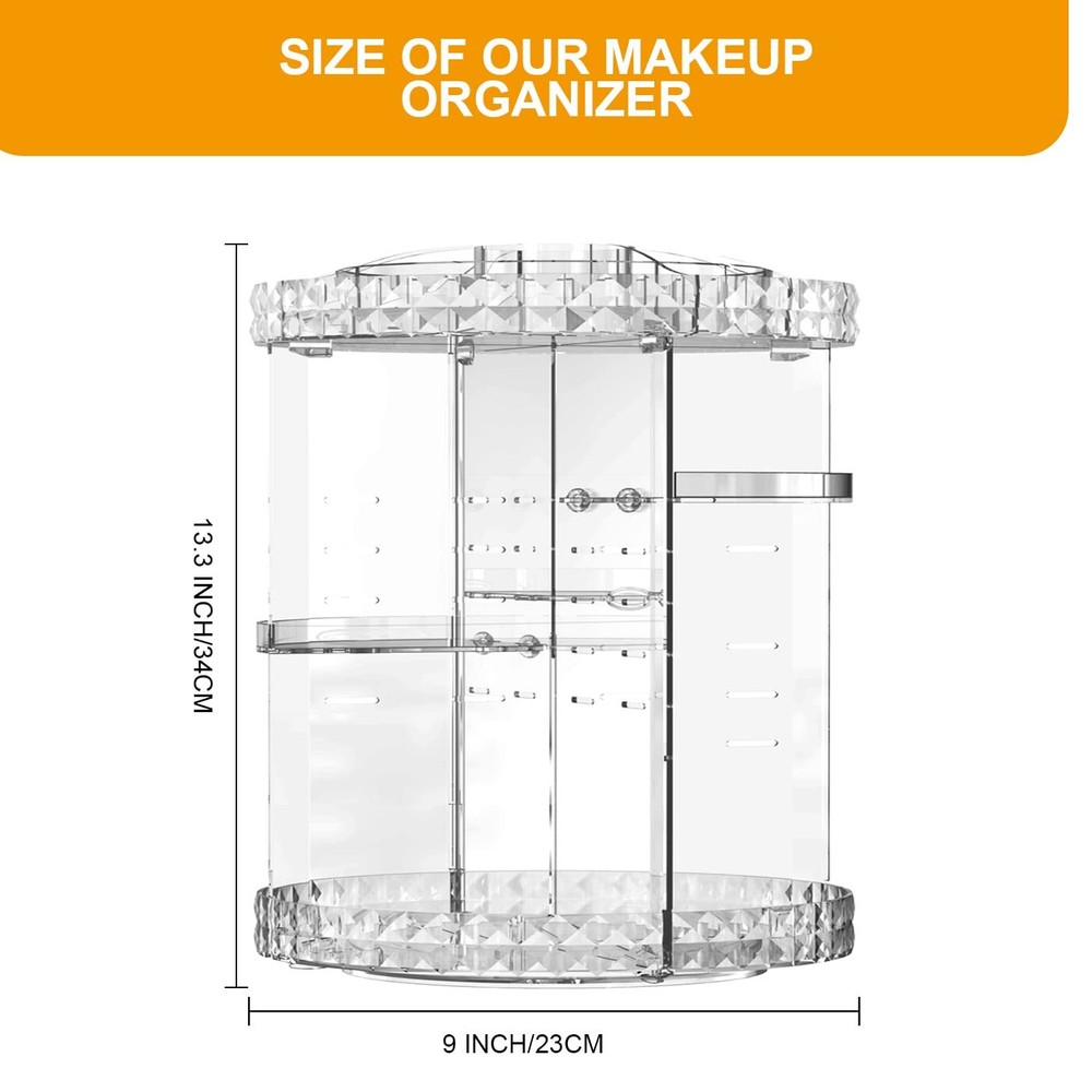 Makeup Organizer 360 Degree Rotating 7 Adjustable Layers Large Capacity